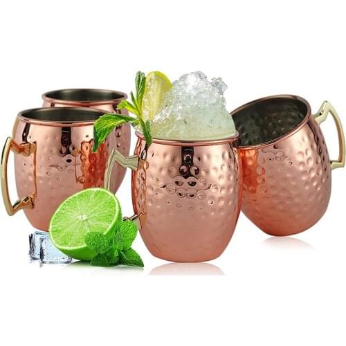 2pcs 100% handmade 18oz hammered copper Moscow mule mug mug beer mug Mueller mug coffee cup copper gold plated bar tools