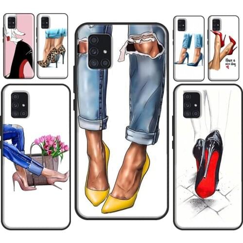 Fashion High Heels Case For Samsung A51 A71 A11 A31 A41 A20e A21S A01 A02S A50 A40 A70 A12 A52 A72 A32 Cover