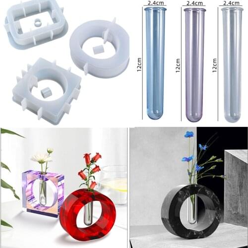 Tube Vase Flower Resin Mold Kit for DIY Handmade Test Tube Pot Silicone Moulds Home Decoration Living Room Office Table