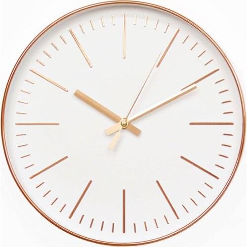 Wall Clock Modern Minimalist Round 12 Inch Rose Gold Clock Plastic Wall Clock Mute Quartz Clock Home Decorate 50CL014