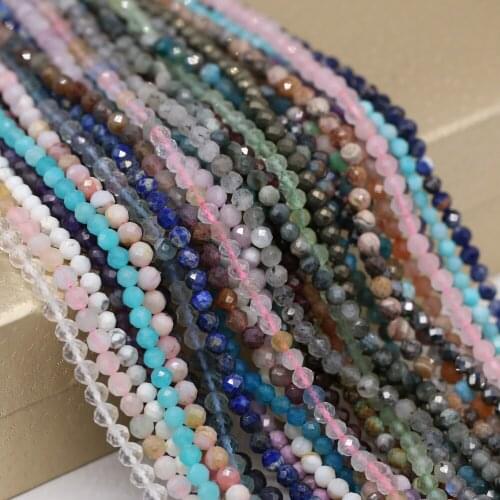 4mm Small Faceted Beaded Natural Blue Amazonite Ruby Sapphires Loose Beads for Jewelry Making DIY Necklace Bracelet Accessories