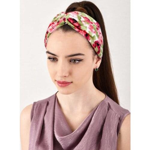 Oaoleer European And American Floral Cross Hairband Knot Elastic Hairband Girls Hair Accessories Hair Band Knotted Headwear