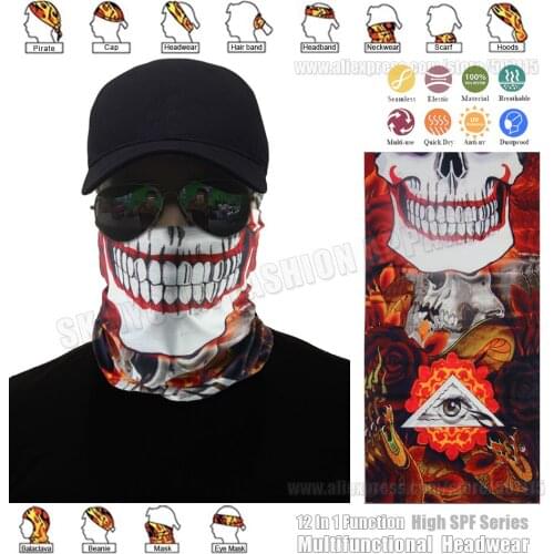 TRACKABLE SHIPPING High Quality Multifunctional Bandana Motorcycle Seamless Neckerchief Outdoor Tubular Headwear Skull Bandana