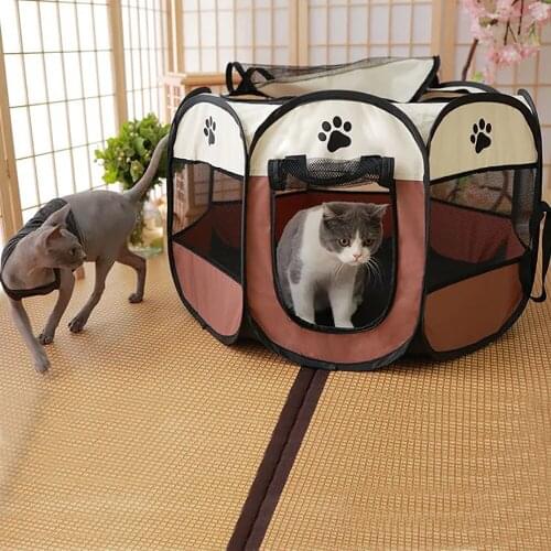 Portable Folding Pet Tent Dog House Cage For Cat Tent Playpen Puppy Kennel Easy Operation Fence Outdoor Big Dogs House Supplies