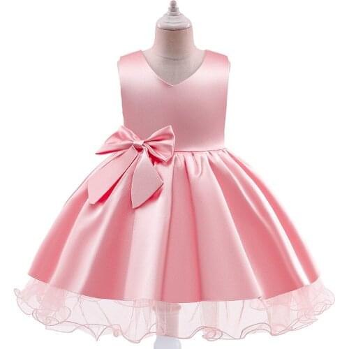 Baby Girls Satin Tutu Flower Princess Dress Kids 4-10 Years Old Birthday Party Ball Gown Children Christmas Costume Clothing