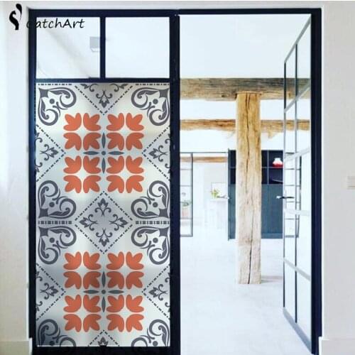 No glue colorful Window film Frosted Privacy Glass Door Sticker Home Decor Digital print Morocco European