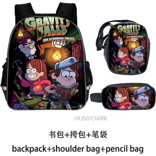 3Pcs/Set New Gravity Fall School Bags 11-16inch 3D Printe Boys Girls Backpacks Baby Children Book Bags Grade 1-3-5 Mochilas