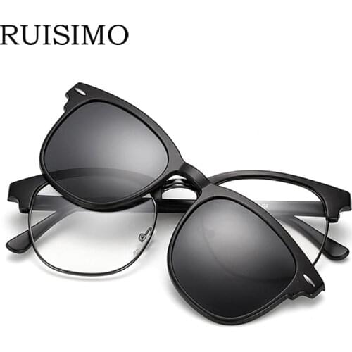 RUISIMO Clip on Sunglasses clip on glasses half frame Men Women mirror clip Sun Glasses Night Vision Driving sunglasses for men