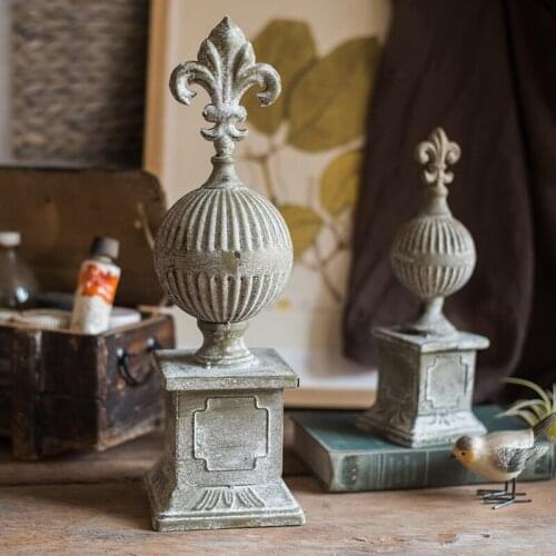 Modern Creative Spherical Column Vintage Statue Home Decor Crafts Room Decoration Objects Office Metal Figurines