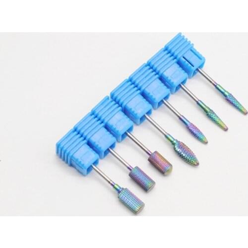 Dentistry Clinic Burs Rainbow Nano Coating Tungsten Carbide Burs 1Pcs For Electric Manicure Nail Art Accessories Tools