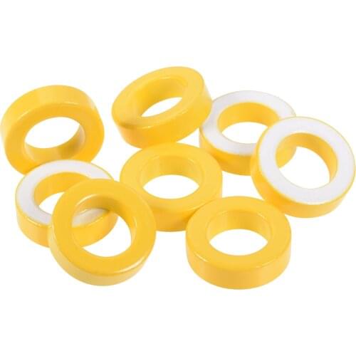 Uxcell 8pcs 22 x 36.5 x 11mm Ferrite Toroid Ring Iron Powder Toroid Cores Yellow White