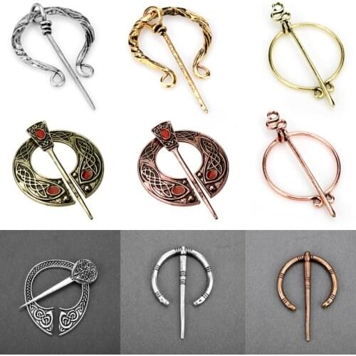 Retro Viking Norse Jewelry Collar Badge Brooch Twists Knotted Fibula Cloak Pin Penannular Cloak Pin Shawl Pin Viking Style Pins