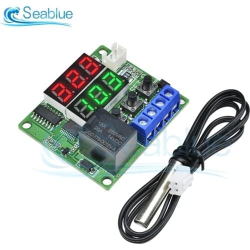 W1219 LED Dual Digital Tube Thermostat Relay Output 12V NTC Multifunction Cycle Timer Control Relay Module