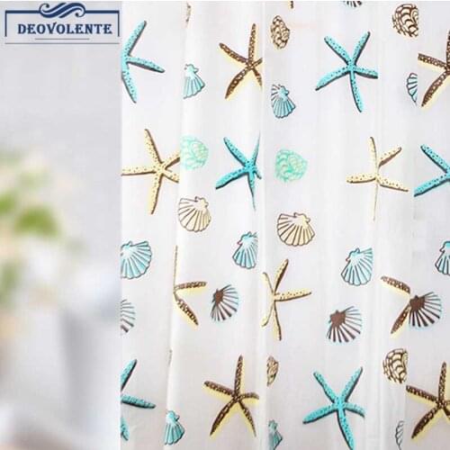 Starfish Shower Curtain Waterproof Mildew Peva With Hook Fashion Modern Printed Bathroom Shower Curtain Bathroom Supplies