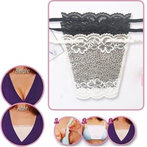 Women Quick Easy Clip-on Lace Fragment Camisole Bra Insert Wrapped Chest Overlay Modesty Panel