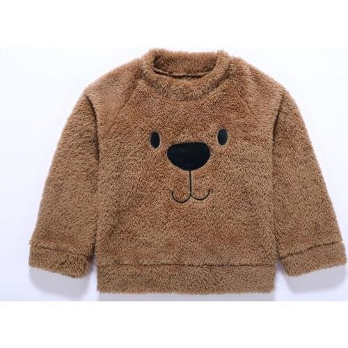 Winter Toddler Kid Baby Girl Boy T-shirt Bear Cute Top Blouse Sweater Thicken Velvet Warm Clothes Baby Kid Boy Girl Clothing