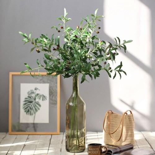 1Pc Artificial Olive Branch with Fruits Fake Plant Photography Props Wedding Home Decor Fake Flowers 90cm Artificial Plants