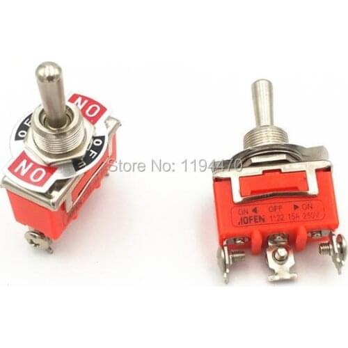 2pcs Latching Toggle Switch 1122 3-Pin 3 Position ON-OFF-ON SPDT 15A 250VAC with Waterproof Cap 12mm Mounting Hole
