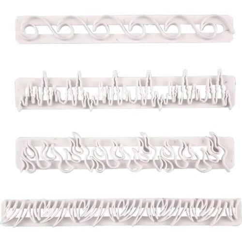 4Pcs Cute Fondant Wedding Cake Pastry Art Embossing Biscuit Bread Cutter Mould Kitchen Baking Decorating Supplies Printing Tools