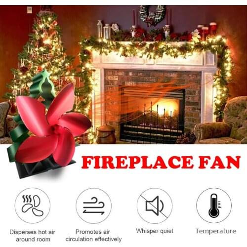 5 Blades Heat Powered Stove Fan Villa Home Fireplace Fan Christmas Tree High Temperature Efficient Smart Energy Saving Heat Fan