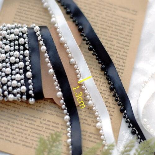 5meter Beaded lace lace accessories pearl collar lace black and white clothing clothes shoes hat decoration handmade DIY