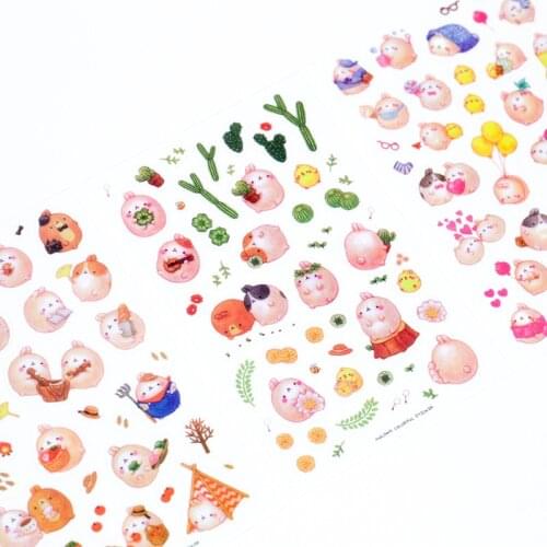 6 sheets/lot DIY Colorful Animals Rabbits kawaii Stickers Diary Planner Journal Note Paper Scrapbooking Albums Photo Decoration
