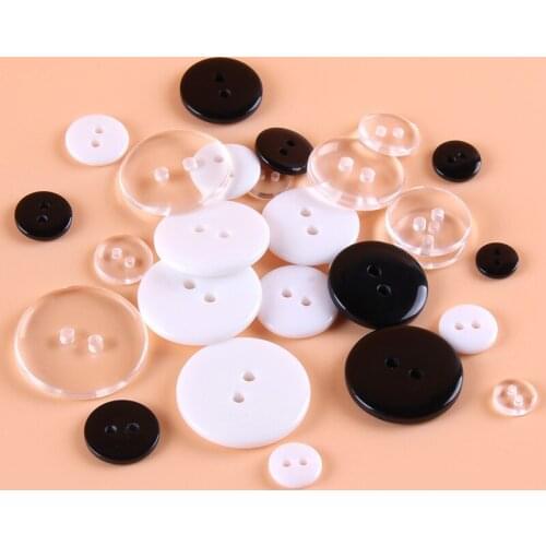 Black White Resin Sewing Accessories Decorative Bread 2-Hole Button Mens Shirt Coat Buttons Scrapbooking Garment 100pc/lot