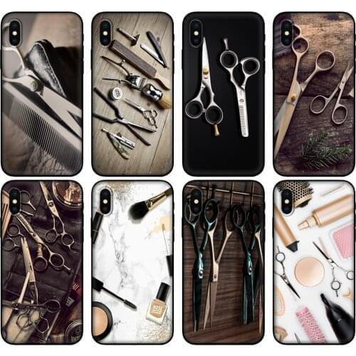 Black tpu Case For Huawei P30 Lite P30 Pro P40 Case For Huawei P40 LITE E P Smart 2020 Case Hair Stylist Scissors Brush Switch