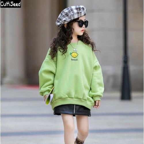 Cultiseed Girls Autumn Wintern Thicken Warm Pullovers Hoodies Coat Big Children Girl Cute Fruit Long Sleeve Casual Sweatshirts