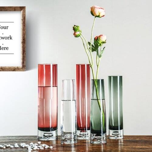 Fashion Minimalist Modern transparent glass vase Straight crystal glass Terrarium Hydroponic Container home decorative