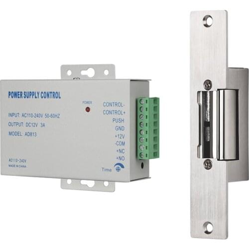 Electric Strike Lock Narrow Type Electric Door Lock with Power Supply Control for different Door NC Mode Fail Safe Access