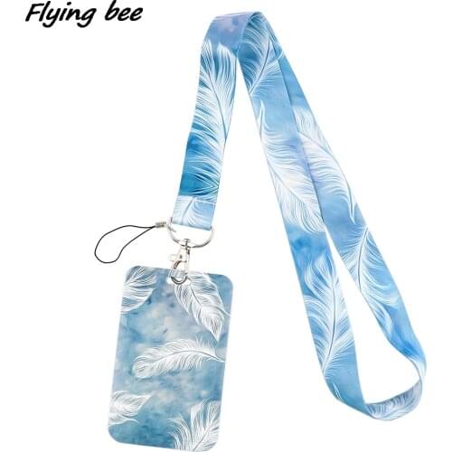 Flyingbee X1858 Fashion Feather Neck Strap Lanyard For Keys ID Card Gym Mobile Phone Straps USB Badge Holder DIY Hang Rope