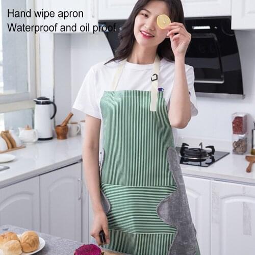 Kitchen Waterproof Apron Neck Hanging with Hand Wiping Towel Oil-proof Home Kitchen Apron TN88