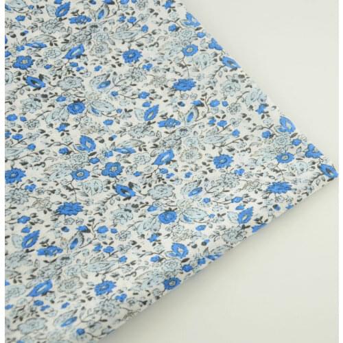 Cotton Fabric Blue Flowers Designs Patchwork Home Textile Dolls Art Work Plain Fat Quarter Scrapbooking Tecido Sewing Cloth CM
