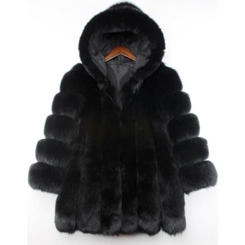 2019 New Style Real Fox Fur Coat Women Real Fox Fur Jacket Women Genuine Natural Fur Coats Lady Fur Hooded Winter Outerwear