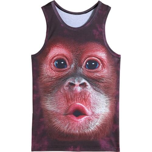 Summer mens animal gorilla monkey printed 3D Tank Tops Sleeveless tops for boys bodybuilding clothing cartoon undershirt vest