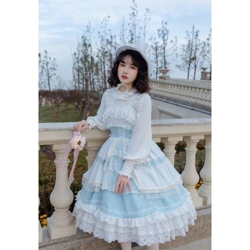 Sweet princess lolita shirt vintage lace bowknot peter pan collar high waist victorian shirt kawaii girl gothic lolita loli