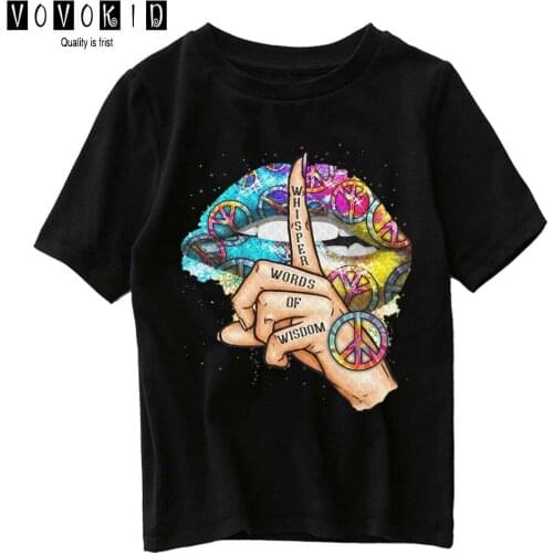Funny Lips Chlidren Little Girl Boy Cute Cartoon Sweet Girls Japanese Streetwear T-shirt Summer Top Baby T Shirt Cartoon Shirt
