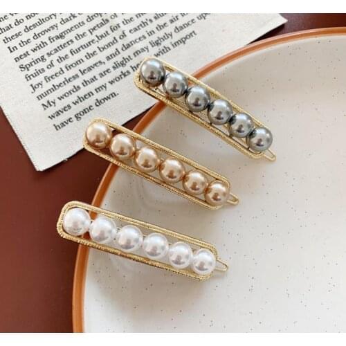 Fashion simple retro vintage Crystal Pearl Elegant Women Barrettes Hair Clip Hairgrips Hair Accessorie Headwear