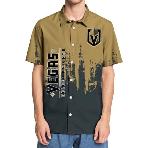 Mens casual short-sleeved shirt vegas blue forest white lightning print 3D golden knights shirt