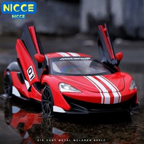 Nicce 1:32 Alloy Die Cast McLaren 600LT Racing Car Model Toy Simulation Sound Light Pull Back Collection Sports Car Toys Vehicle