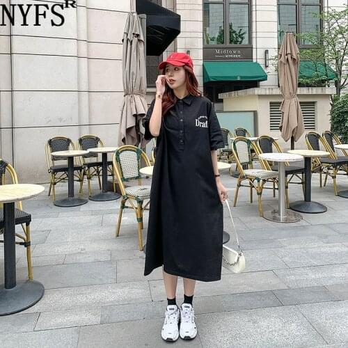 NYFS 2021 New Korean Fashion Loose Woman Dress Vestidos Robe Elbise Letter Printed Summer Dress