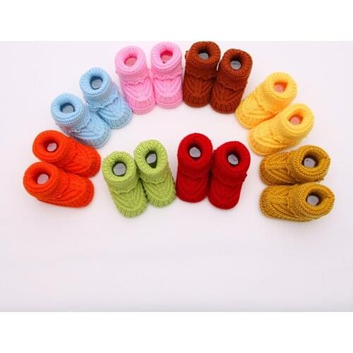 Newborn Baby Toddler Shoes 0-1 Year Old Baby Shoes Handmade Knitted Wool Shoe Hair Socks Embroidery Cartoon Bbaby First Walkers