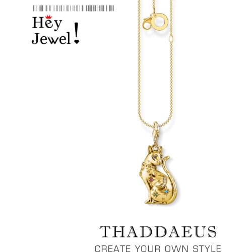 Necklace Golden Cat with Star,2021 Summer Brand New Cute Fine Jewelry Europe 925 Sterling Silver Bijoux Magic Gift For Women