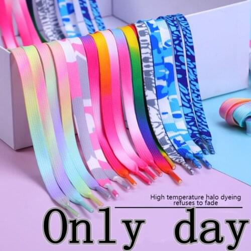 1 Pair Flat Shoelaces Rainbow Colour Shoe Laces Casual Canvas Shoes Colorful Shoelace Print Gradient Mens And Womens Universal
