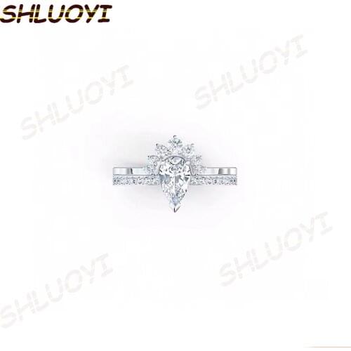 SHLUOYI Fashion jewelry high quality SWA, heart crystal double layer ladies Charm Ring