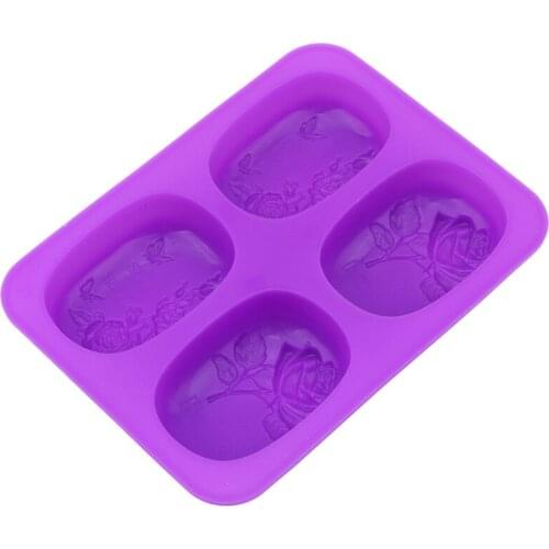 4 Holes Silicone Soap Mold Rose Butterfly Shaped Sugarcraft Fondant Soap Mold 3D Flower Mold For Homemade Soap формы для мыла