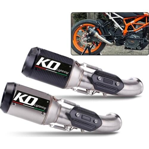 Slip-on Exhaust Set Motorcycle Mid Pipe 51mm Muffler Escape Carbon Fiber Heat Guards Modified for RC390 Duke 390 250 2017-2021