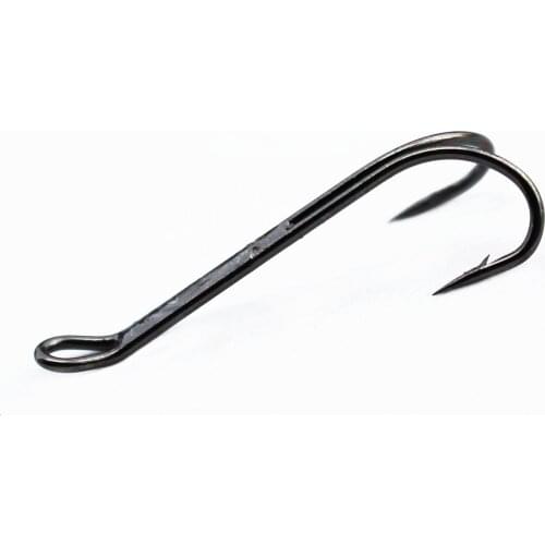 Tigofly 20 pcs/lot Black Double Hook Fly Tying Hooks Strong Double Claws Salmon Trout Fly Fishing Barbed Duplex Hooks Size 4