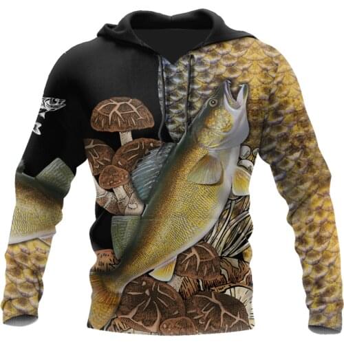 The most fashionable Fish and mushrooms Sweatshirt 3D print Unisex casual Zip Hoodie casual Street hip hop Hoodie